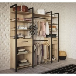 Kit Dressing extensible - L179 x P48 x H208 cm - Chene Kronberg / Noir