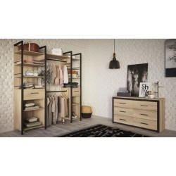 Kit Dressing extensible - L179 x P48 x H208 cm - Chene Kronberg / Noir