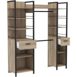 Kit Dressing extensible - L179 x P48 x H208 cm - Chene Kronberg / Noir