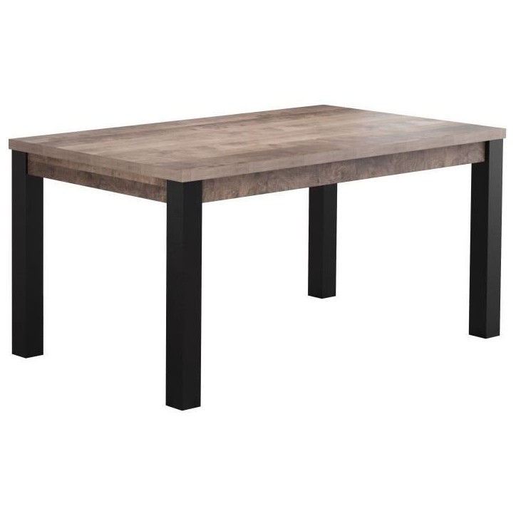 Table a manger fixe EMILE 6 personnes - Mélamine chene brun tabac et noir mat - L160 x P90 x H77 cm - TRENDTEAM Table a manger fixe EMILE 6 personnes - Mélamine chene brun tabac et noir mat - L160 x P90 x H77 cm - TRENDTEAM
