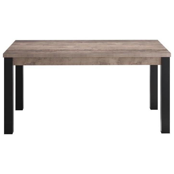 Table a manger fixe EMILE 6 personnes - Mélamine chene brun tabac et noir mat - L160 x P90 x H77 cm - TRENDTEAM Table a manger fixe EMILE 6 personnes - Mélamine chene brun tabac et noir mat - L160 x P90 x H77 cm - TRENDTEAM