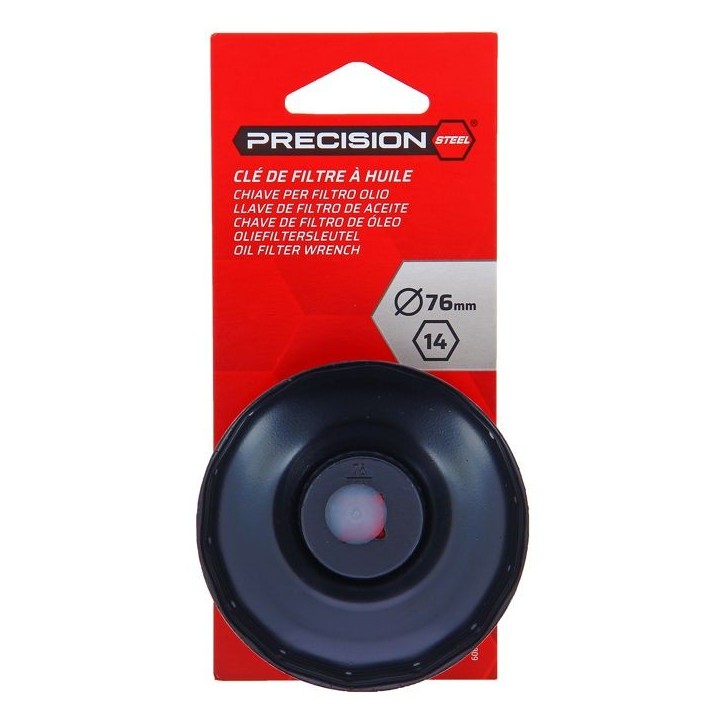 Cloche Filtre a Huile, 76 mm, 14 pans - PRECISION STEEL - A utiliser avec un cliquet de 3/8 - pour filtres a huile type Mann