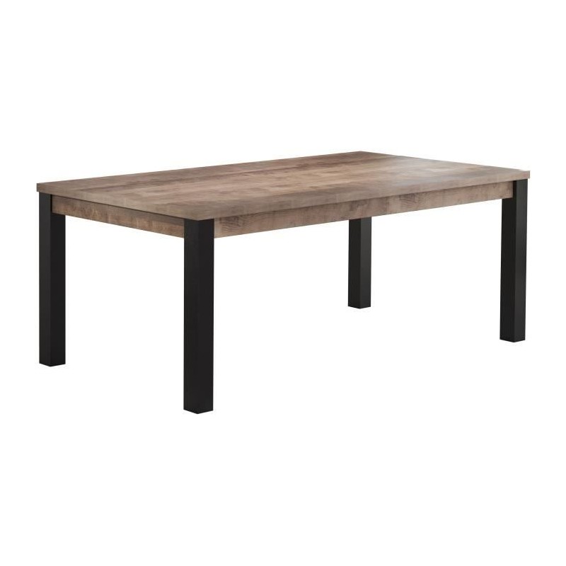 Table a manger EMILE 10 personnes - Mélamine chene brun tabac et noir Table a manger EMILE 10 personnes - Mélamine chene brun tabac et noir