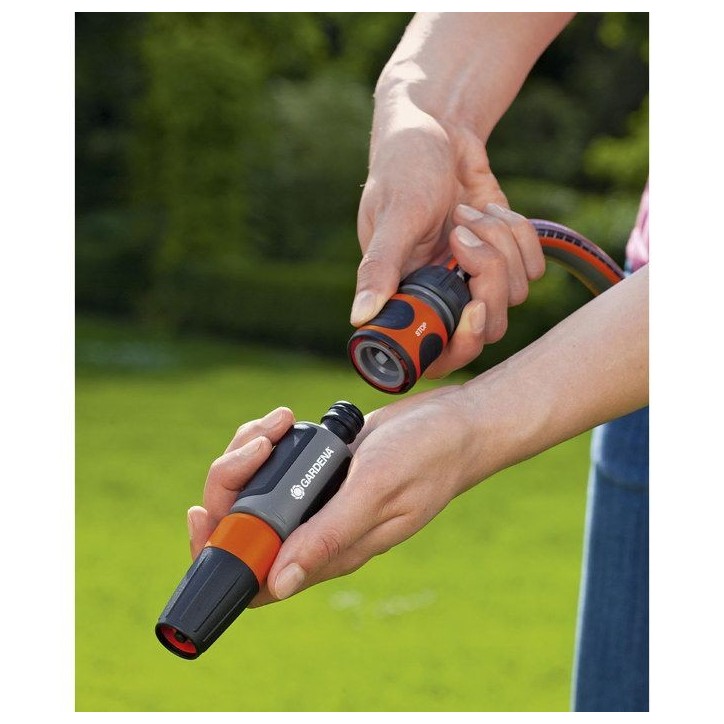 GARDENA Raccord d'arrosage Aquastop – Adapté tuyau Ø13mm & Ø15mm – Anti écoulement d'eau – Power Grip – Garantie 5 a
