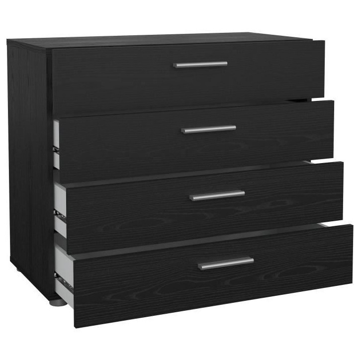 Commode - 4 tiroirs - Noir - L80,2 x P40,25 x H68,1 cm Commode - 4 tiroirs - Noir - L80,2 x P40,25 x H68,1 cm