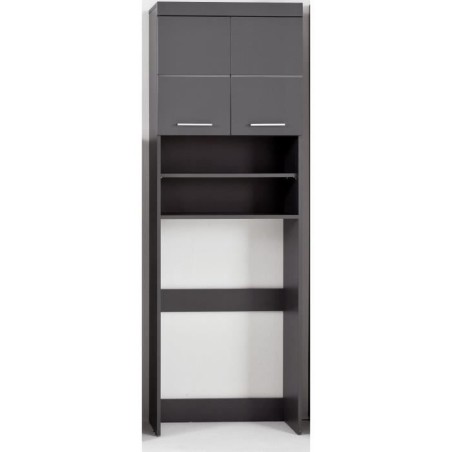 Meuble pour machine a laver - 2 portes - Gris Brillant - L63 x P24 x H