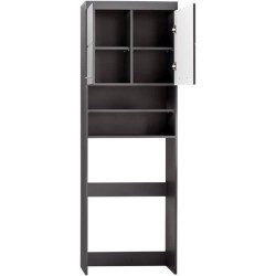 Meuble pour machine a laver - 2 portes - Gris Brillant - L63 x P24 x H