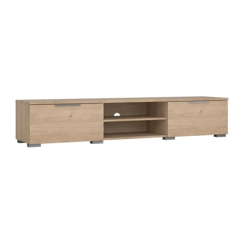 Meuble TV - MATCH - Beige effet bois mat - 2 tiroirs, une niche - 172, Meuble TV - MATCH - Beige effet bois mat - 2 tiroirs, une niche - 172,