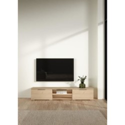Meuble TV - MATCH - Beige effet bois mat - 2 tiroirs, une niche - 172,