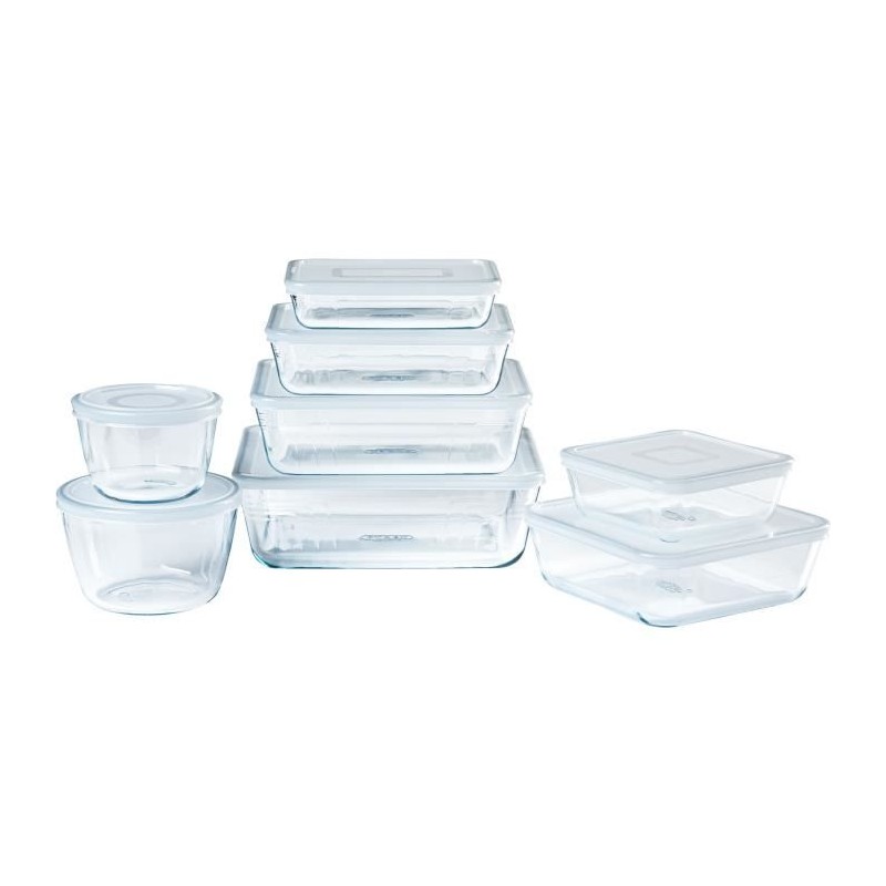Lot de 8 plats de conservation - PYREX - Cook & Freeze - Verre - Recta
