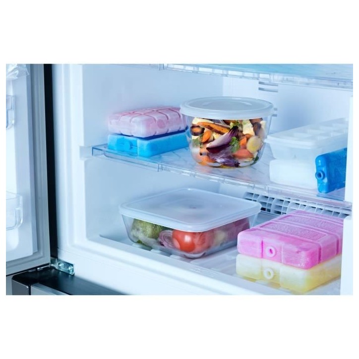 Lot de 8 plats de conservation - PYREX - Cook & Freeze - Verre - Rectangulaire - Couvercle spécial congélation