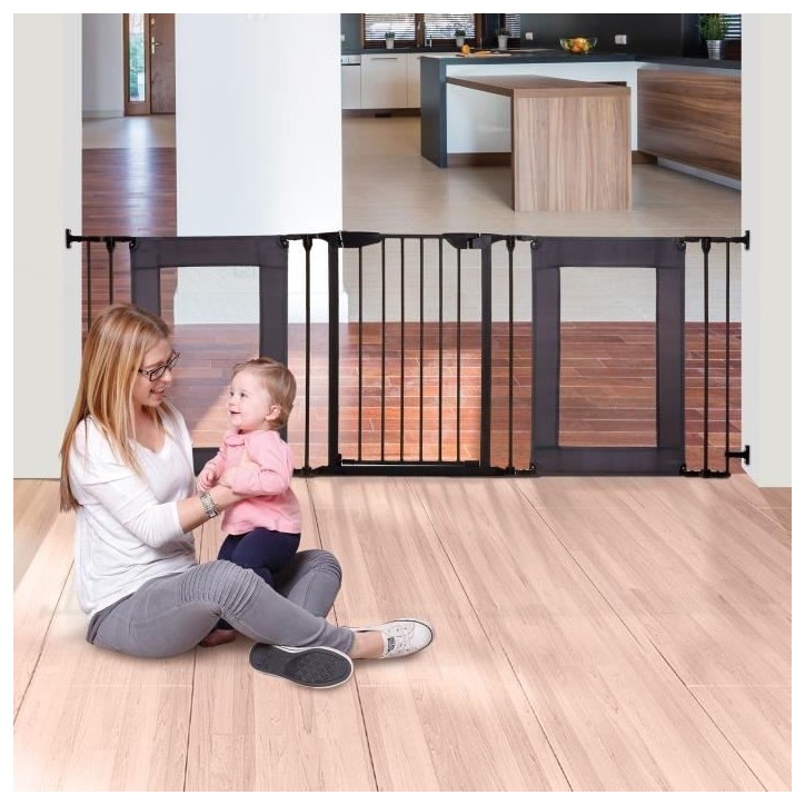 Barriere de sécurité - DREAMBABY - DENVER - 3 panneaux - 85,5-200 x 74 cm - Bidirectionnel - Noir Barriere de sécurité - DREAMBABY - DENVER - 3 panneaux - 85,5-200 x 74 cm - Bidirectionnel - Noir