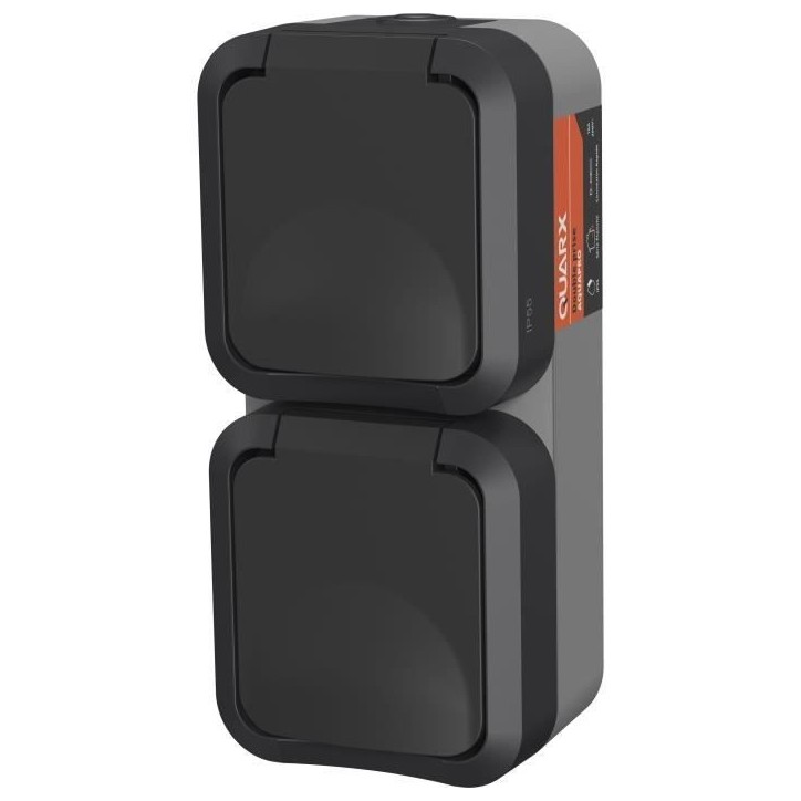 Double prise - QUARX - Aqua Pro - Extérieure, verticale, IP55, 250V, 16A Double prise - QUARX - Aqua Pro - Extérieure, verticale, IP55, 250V, 16A