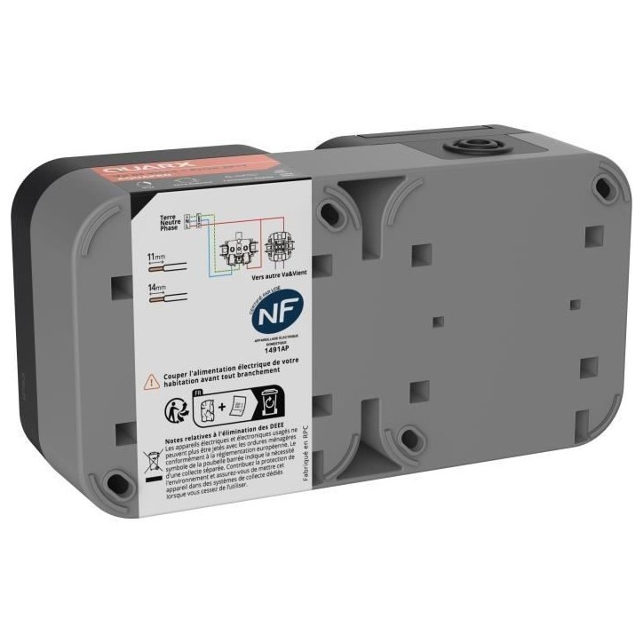 Double prise - QUARX - Aqua Pro - Extérieure, verticale, IP55, 250V, 16A