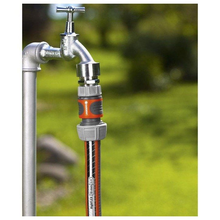 Raccord d'arrosage rapide GARDENA - Adapté tuyau Ø19 mm - Fixation 1 clic - Power Grip Raccord d'arrosage rapide GARDENA - Adapté tuyau Ø19 mm - Fixation 1 clic - Power Grip