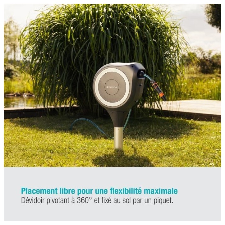 Dévidoir automatique GARDENA RollUp S 15m liseret blanc - Kit complet - Garantie 5 ans Dévidoir automatique GARDENA RollUp S 15m liseret blanc - Kit complet - Garantie 5 ans