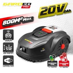 Tondeuse Robot - GARDEO - GRO20V20WIFI-2A - 20V - 800m² - Programmabl