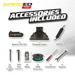 Tondeuse Robot - GARDEO - GRO20V20WIFI-2A - 20V - 800m² - Programmabl