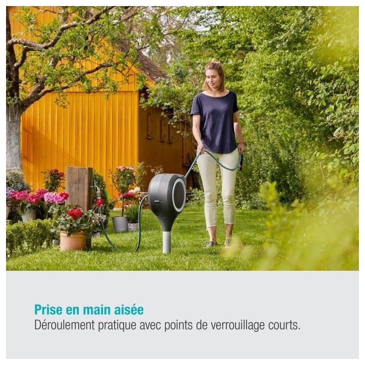 Dévidoir automatique GARDENA RollUp S 15m liseret blanc - Kit complet - Garantie 5 ans Dévidoir automatique GARDENA RollUp S 15m liseret blanc - Kit complet - Garantie 5 ans