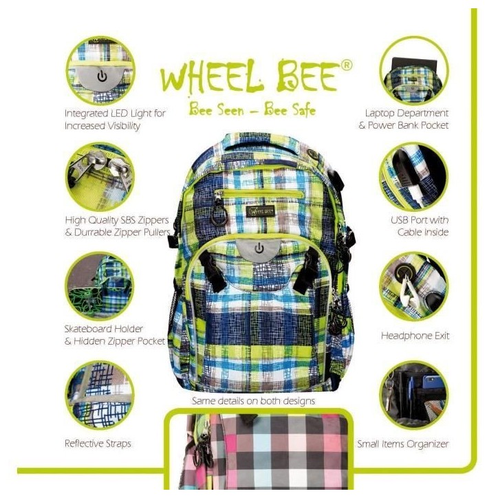 Sac a dos - SCHILDKRÖT - Wheel Bee Generation Z - Lumiere LED - Port USB - Compartiments antivol