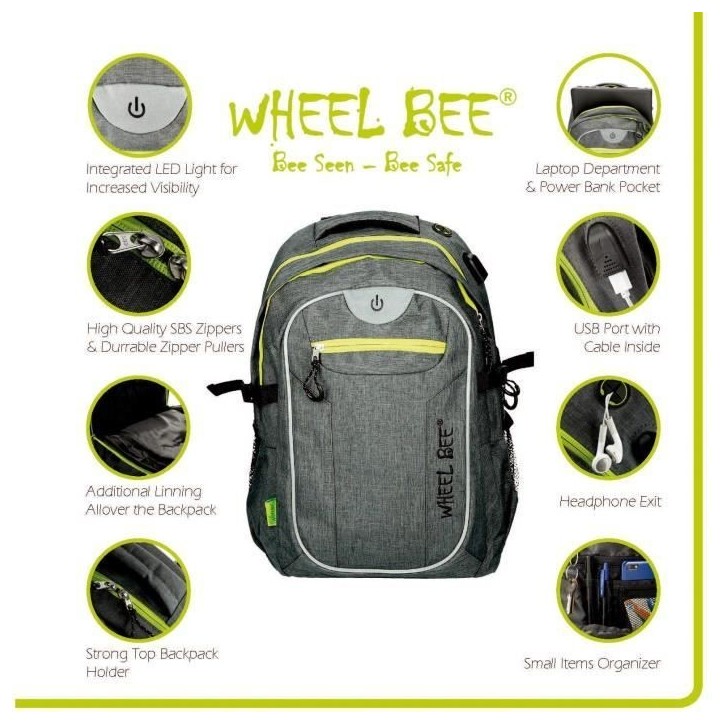 Sac a dos - SCHILDKRÖT - Wheel Bee Revolution - LED - Polyester 600D - 30L