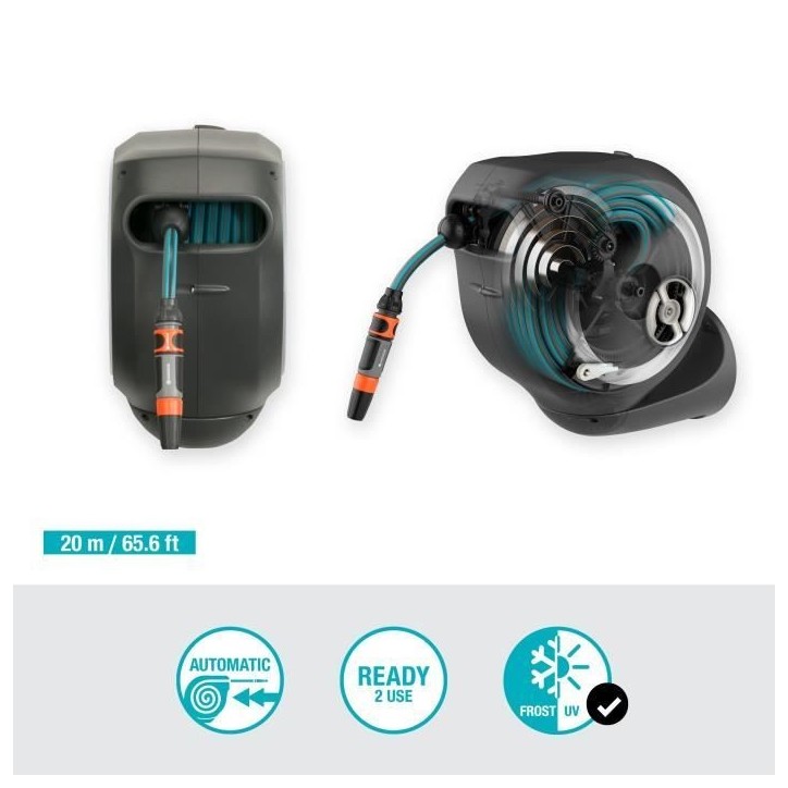 Dévidoir automatique mural RollUp M GARDENA - Longueur 20m - Ø11mm - Kit complet - Garantie 5 ans Dévidoir automatique mural RollUp M GARDENA - Longueur 20m - Ø11mm - Kit complet - Garantie 5 ans