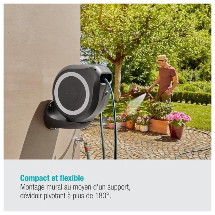 Dévidoir automatique mural RollUp M GARDENA - Longueur 20m - Ø11mm - Kit complet - Garantie 5 ans Dévidoir automatique mural RollUp M GARDENA - Longueur 20m - Ø11mm - Kit complet - Garantie 5 ans