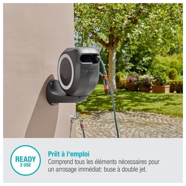 Dévidoir automatique mural RollUp M GARDENA - Longueur 20m - Ø11mm - Kit complet - Garantie 5 ans Dévidoir automatique mural RollUp M GARDENA - Longueur 20m - Ø11mm - Kit complet - Garantie 5 ans