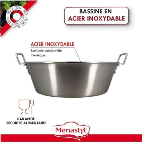 Bassine a confiture - MENASTYL - 4615452 - Acier inoxydable - 40,5 cm - 17 litres