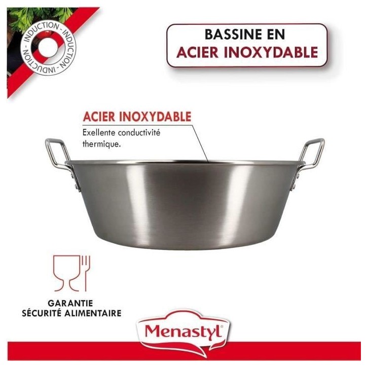 Bassine a confiture - MENASTYL - 4615452 - Acier inoxydable - 40,5 cm - 17 litres Bassine a confiture - MENASTYL - 4615452 - Acier inoxydable - 40,5 cm - 17 litres