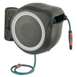 GARDENA Dévidoir automatique mural RollUp M/L liseret blanc – Longu