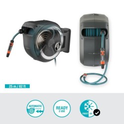 GARDENA Dévidoir automatique mural RollUp M/L liseret blanc – Longu