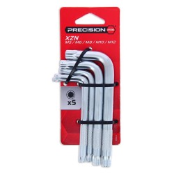 jeu de 5 clés coudées XZN - PRECISION STEEL - 12 Pans mâles - 5-6-8
