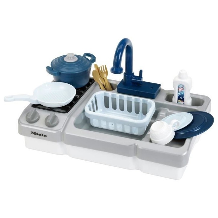 Jouet d'évier - KLEIN - Évier de cuisine Miele avec robinet fonctionnel et accessoires - Livré avec de nombreux accessoires.