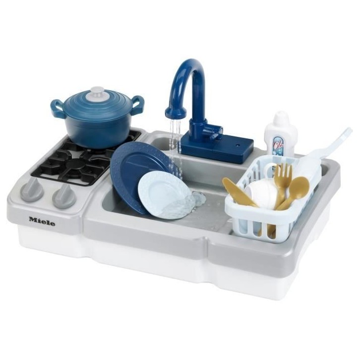 Jouet d'évier - KLEIN - Évier de cuisine Miele avec robinet fonctionnel et accessoires - Livré avec de nombreux accessoires.