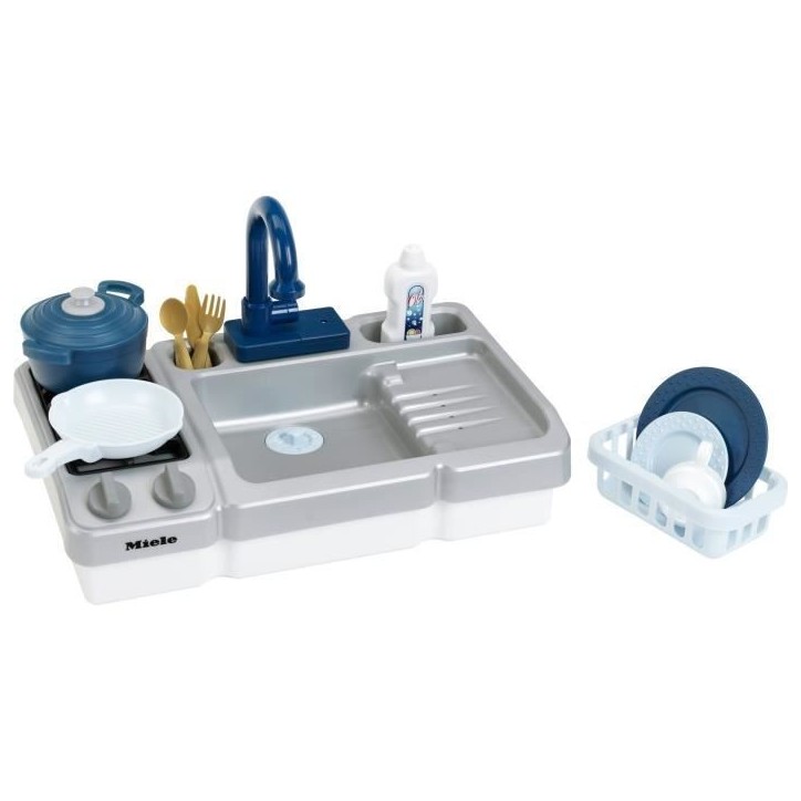 Jouet d'évier - KLEIN - Évier de cuisine Miele avec robinet fonctionnel et accessoires - Livré avec de nombreux accessoires.