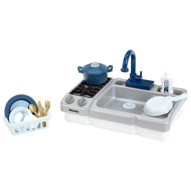Jouet d'évier - KLEIN - Évier de cuisine Miele avec robinet fonctionnel et accessoires - Livré avec de nombreux accessoires.