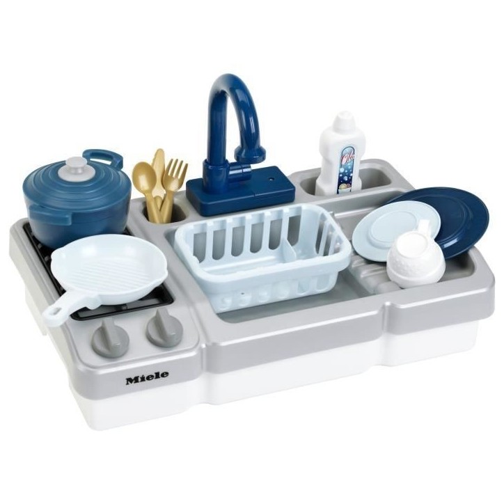 Jouet d'évier - KLEIN - Évier de cuisine Miele avec robinet fonctionnel et accessoires - Livré avec de nombreux accessoires.