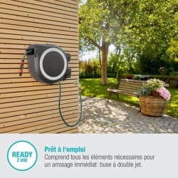 GARDENA Dévidoir automatique mural RollUp M/L liseret blanc – Longu