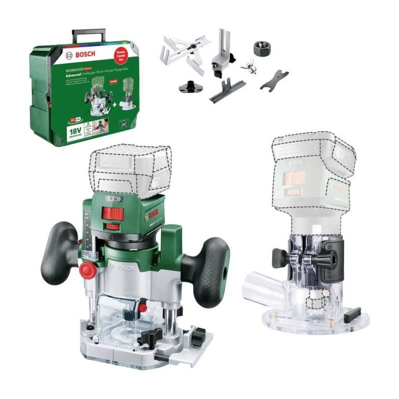 Affleureuse Bosch AdvancedTrimRouter 18V-8 avec base Router Plunge, sa Affleureuse Bosch AdvancedTrimRouter 18V-8 avec base Router Plunge, sa