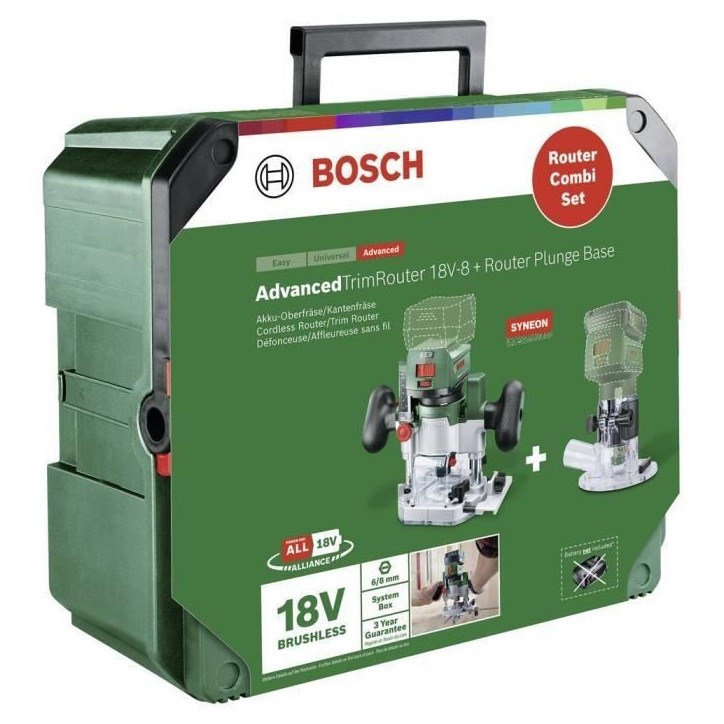Affleureuse Bosch AdvancedTrimRouter 18V-8 avec base Router Plunge, sans batterie ni chargeur 06039D5002 Affleureuse Bosch AdvancedTrimRouter 18V-8 avec base Router Plunge, sans batterie ni chargeur 06039D5002