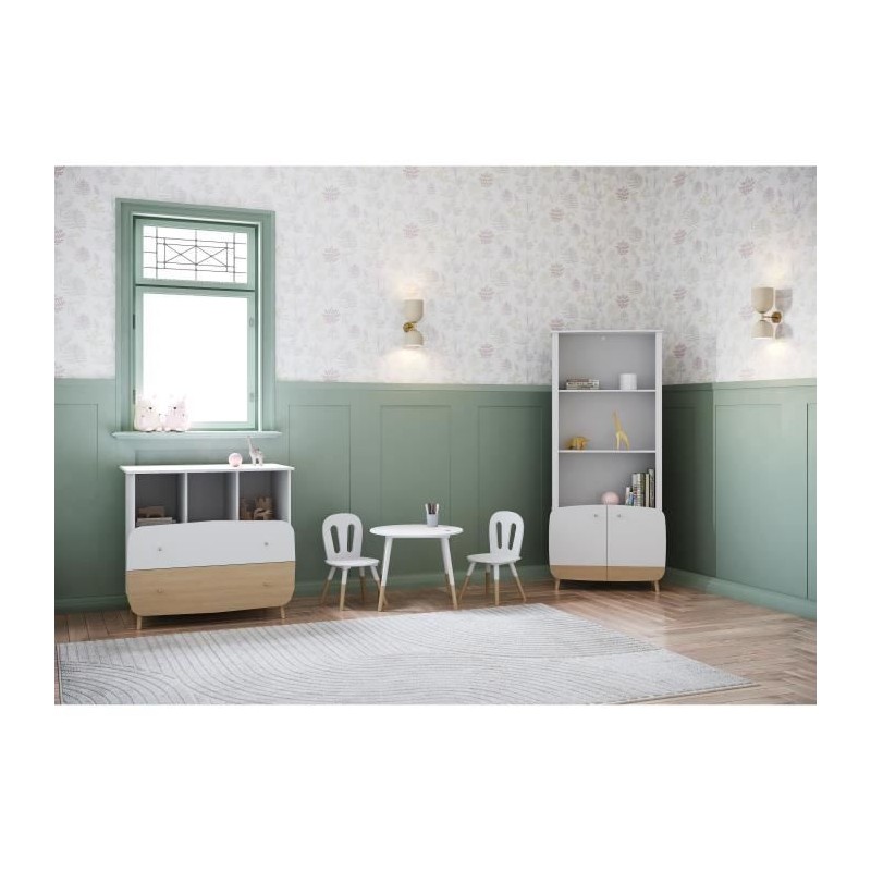 Bibliotheque 2T / 2P - FIRMIANA - style scandinave - Blanc mat / chene Bibliotheque 2T / 2P - FIRMIANA - style scandinave - Blanc mat / chene