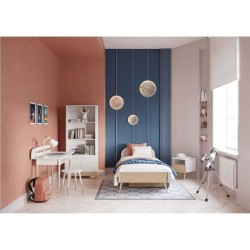 Bibliotheque 2T / 2P - FIRMIANA - style scandinave - Blanc mat / chene