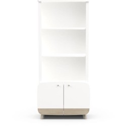 Bibliotheque 2T / 2P - FIRMIANA - style scandinave - Blanc mat / chene