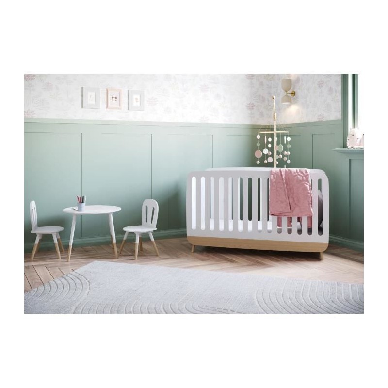 Ensemble table + chaises - FIMIANA - Style scandinave - Blanc mat / Ch Ensemble table + chaises - FIMIANA - Style scandinave - Blanc mat / Ch