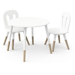 Ensemble table + chaises - FIMIANA - Style scandinave - Blanc mat / Ch