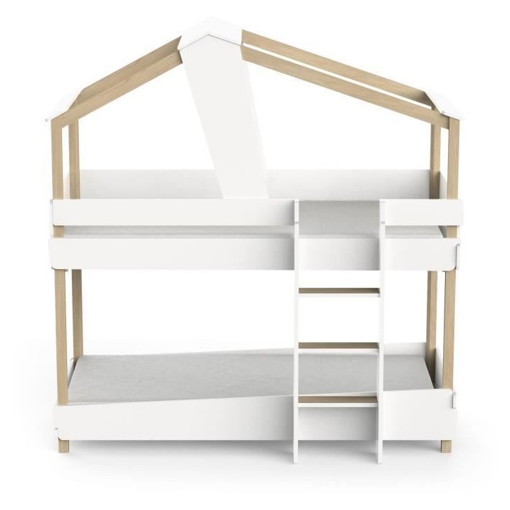 DEMEYERE Lits superposés TIMBER - 90 x 200 cm - Sommiers a lattes inclus - Bois et blanc DEMEYERE Lits superposés TIMBER - 90 x 200 cm - Sommiers a lattes inclus - Bois et blanc