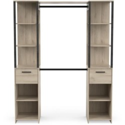 Kit Dressing duo - L160 x P50x H200 cm - Décor chene Kronberg / Noir