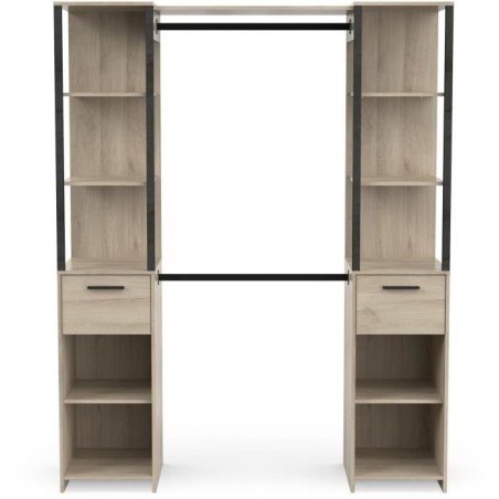 Kit Dressing duo - L160 x P50x H200 cm - Décor chene Kronberg / Noir
