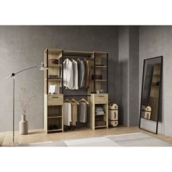 Kit Dressing duo - L160 x P50x H200 cm - Décor chene Kronberg / Noir